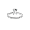 Radiant-cut diamond engagement ring with a plain band and solitaire setting.