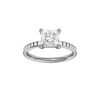 Princess-cut diamond engagement ring with a channel-set diamond band and solitaire setting.