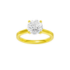 Round-cut diamond engagement ring with a plain band and solitaire setting.