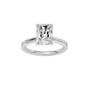 Radiant-cut diamond engagement ring with a plain band and solitaire setting.