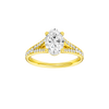 Oval-cut diamond engagement ring with a channel-set diamond band and solitaire setting.