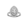 Marquise-cut diamond engagement ring with a channel-set diamond band and double-halo setting.