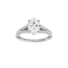 Oval-cut diamond engagement ring with a channel-set diamond band and solitaire setting.