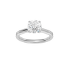 Round-cut diamond engagement ring with a plain band and solitaire setting.