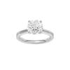 Round-cut diamond engagement ring with a plain band and solitaire setting.