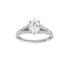 Oval-cut diamond engagement ring with a channel-set diamond band and solitaire setting.