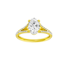 Oval-cut diamond engagement ring with a prong-set diamond band and solitaire setting.