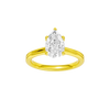 Pear-cut diamond engagement ring with a plain band and solitaire setting.