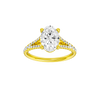 Oval-cut diamond engagement ring with a prong-set diamond band and solitaire setting.