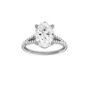 Oval-cut diamond engagement ring with a prong-set diamond band and solitaire setting.