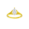 Pear-cut diamond engagement ring with a plain band and solitaire setting.