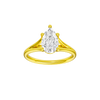 Pear-cut diamond engagement ring with a plain band and solitaire setting.