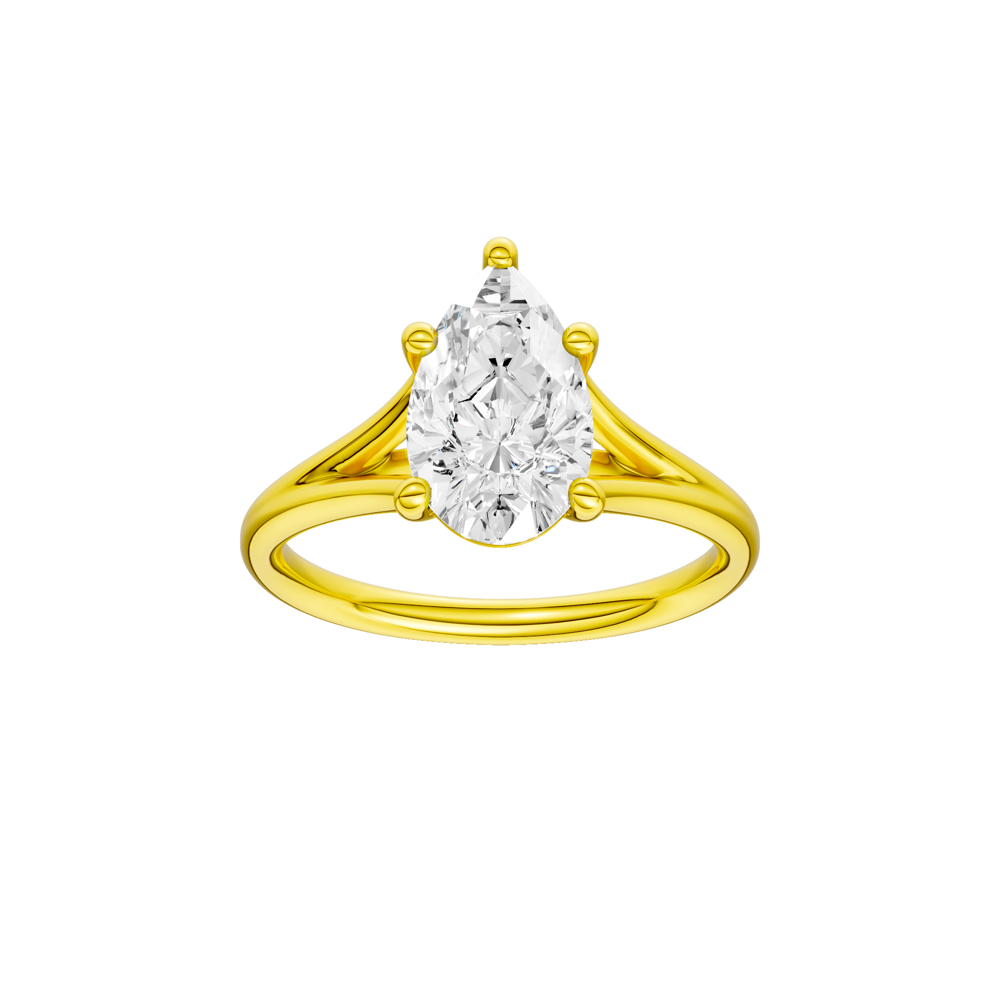 Pear-cut diamond engagement ring with a plain band and solitaire setting.