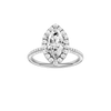 Marquise-cut diamond engagement ring with a pavé-set diamond band and halo setting.