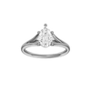 Pear-cut diamond engagement ring with a plain band and solitaire setting.