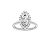Marquise-cut diamond engagement ring with a pavé-set diamond band and halo setting.