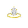 Pear-cut diamond engagement ring with a prong-set diamond band and solitaire setting.