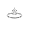Pear-cut diamond engagement ring with a prong-set diamond band and solitaire setting.