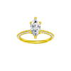 Marquise-cut diamond engagement ring with a prong-set diamond band and solitaire setting.