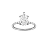 Pear-cut diamond engagement ring with a prong-set diamond band and solitaire setting.