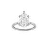 Pear-cut diamond engagement ring with a prong-set diamond band and solitaire setting.