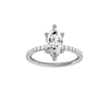Marquise-cut diamond engagement ring with a prong-set diamond band and solitaire setting.