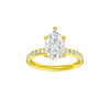 Pear-cut diamond engagement ring with a channel-set diamond band and solitaire setting.