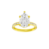 Pear-cut diamond engagement ring with a channel-set diamond band and solitaire setting.