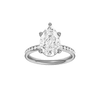 Pear-cut diamond engagement ring with a channel-set diamond band and solitaire setting.