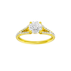 Round-cut diamond engagement ring with a prong-set diamond band and solitaire setting.