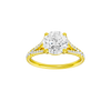 Round-cut diamond engagement ring with a prong-set diamond band and solitaire setting.