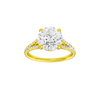 Round-cut diamond engagement ring with a prong-set diamond band and solitaire setting.