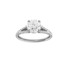 Round-cut diamond engagement ring with a prong-set diamond band and solitaire setting.