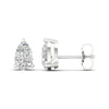 Amorati Diamonds pair of 14K white gold stud earrings featuring pear-cut diamonds; 1, 2, 3, 4, 6 carat. Shown in a front-facing and side-profile view against a clean white background.