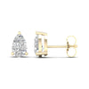 Amorati Diamonds pair of yellow gold 1.0 carat stud earrings featuring pear-cut clear gemstones, shown in a side profile view on a clean white background.
