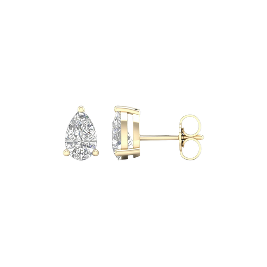Pear-Shaped Lab Grown Diamond Stud Earrings in 14K White & Yellow Gold