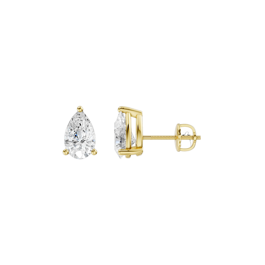 Pear-Shaped Lab Grown Diamond Stud Earrings in 14K White & Yellow Gold