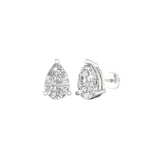 Pear-Shaped Lab Grown Diamond Stud Earrings in 14K White & Yellow Gold