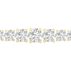 A close-up side view of a 14K yellow gold tennis bracelet, showing the graduated design with round diamonds getting larger in the center.
