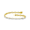 Front view of an oval-cut diamond tennis bracelet in yellow gold, featuring a continuous row of brilliant oval diamonds in a refined gold setting.