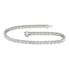 Wide view of a white gold diamond tennis bracelet featuring emerald cut white diamonds set in a continuous line, showcasing the full bracelet design.