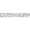 A close-up side view of a 14K white gold tennis bracelet, showing a continuous line of large, round diamonds set in a secure, four-prong setting.