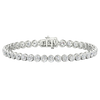 A full top-down view of a 14K white gold tennis bracelet, coiled to show the seamless circle of brilliant diamonds.