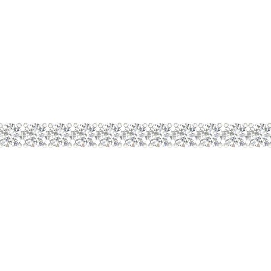A close-up and full view of the 14K white gold tennis bracelet, coiled to showcase the brilliance and quality of the lab grown diamonds.