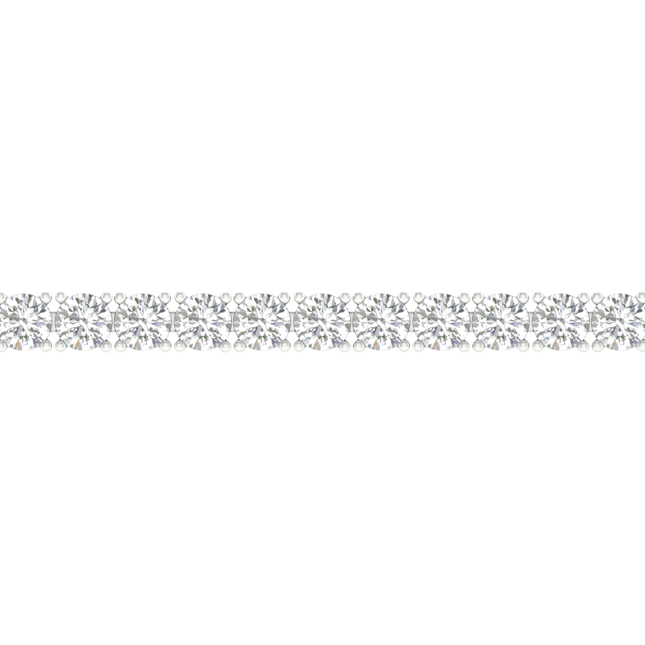A close-up and full view of the 14K white gold tennis bracelet, coiled to showcase the brilliance and quality of the lab grown diamonds.