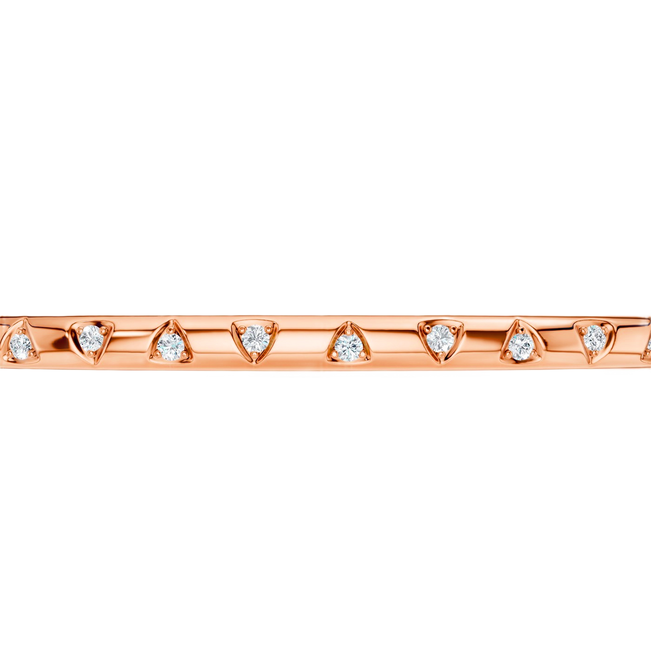 A sleek, high-polish 14k rose gold bangle from the Amorati Fourteen Collection, featuring scattered star insets with shimmering round lab-grown diamonds.