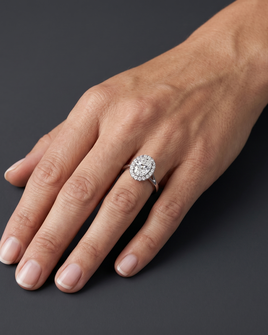Solstice: Oval, Plain, Halo Engagement Ring
