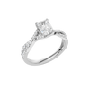 An angled view of the 14K white gold Amorati Vignette Radiant Diamond Band Solitaire