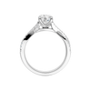 A side profile view of the 14K white gold Amorati Vignette Round Diamond Band Solitaire