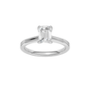 A front view of the Emerald cut diamond engagement ring in 14k white gold with a plain band and solitaire setting